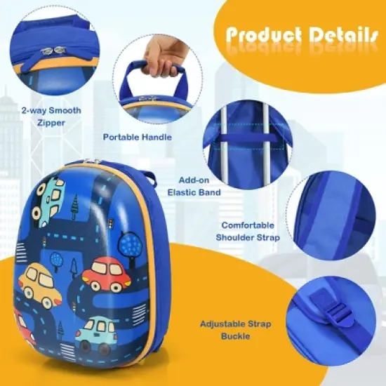 Costway 2PC Kids Carry On Luggage Set 12'' Backpack & 18'' Rolling Suitcase for Travel image {7}