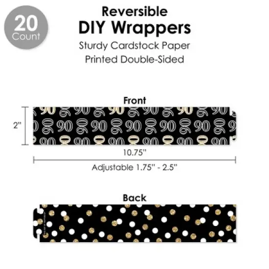 Big Dot of Happiness Adult 90th Birthday - Gold - Birthday Party Favors and Cupcake Kit - Fabulous Favor Party Pack - 100 Pieces image {2}