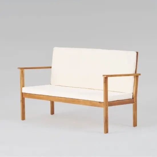 Luciano 8pc Acacia Wood Modern Chat Set - Brown Patina/Cream - Christopher Knight Home image {2}