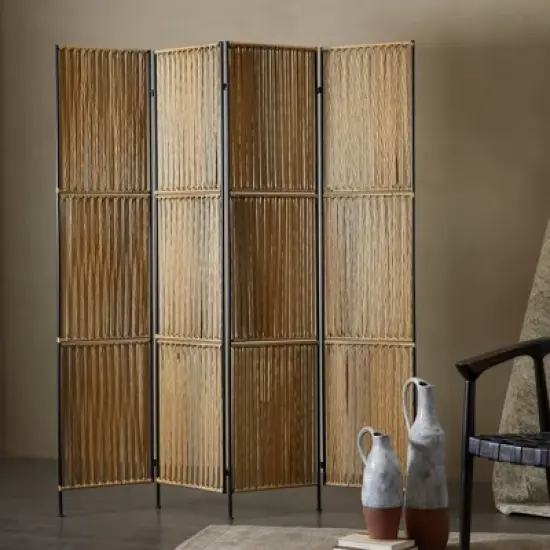Natural Rattan Room Divider Screen Light Brown - Novogratz image {1}