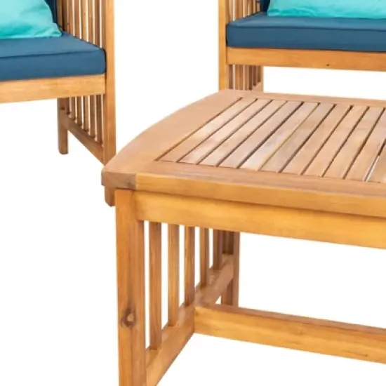 Rocklin 4pc Outdoor Set - Natural Look/Navy - Safavieh image {3}