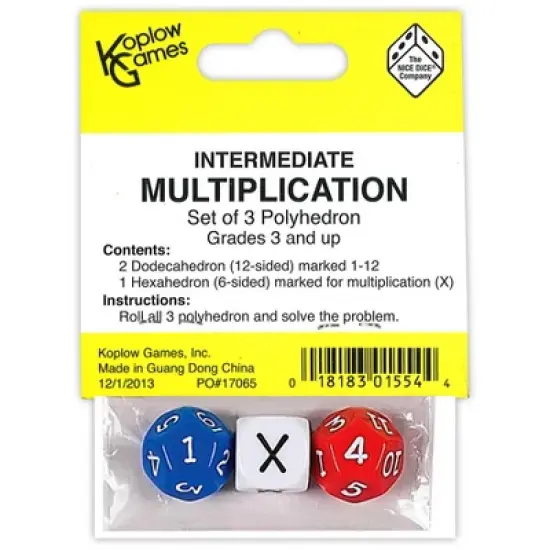 Koplow Games Intermediate Multiplication Dice, Pack of 3 image {1}