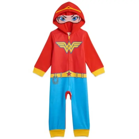 DC Comics Justice League Batgirl Supergirl Wonder Woman Girls Zip Up Costume Pajama Coverall and Cape Toddler to Little Kid image {4}