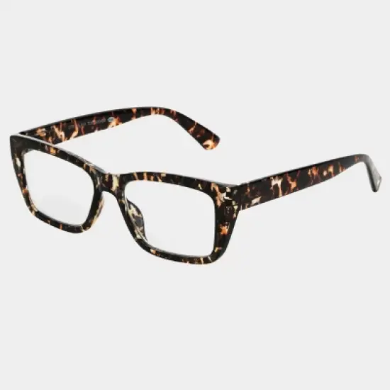Women's Plastic Cateye Rectangle Blue Light Filtering Reading Glasses - Universal Thread&trade; Brown/Tortoise Print Diopter image {1}