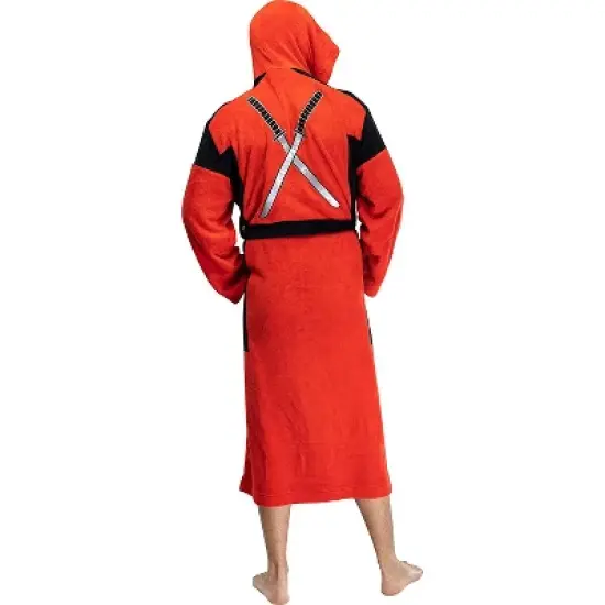 Marvel Deadpool Adult Men's Costume Fleece Robe Bathrobe Red image {2}