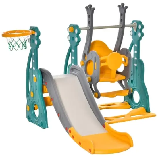 KTMBDW 3 in 1 Toddler Swing and Slide Set, Kids Slide with Climber, Baby Playground Set, Fun Indoor/Outdoor Playset Exercise Toy for Ages 1.5-3 image {8}