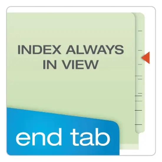 Pendaflex End Tab Classification Folders, 1.75" Expansion, 1 Divider, 4 Fasteners, Letter Size, Pale Green Exterior, 10/Box image {1}