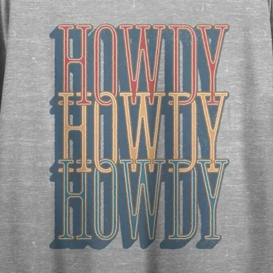 Howdy, Howdy, Howdy Distressed Westernwear Women's Heather Gray Graphic Crop Tee image {1}