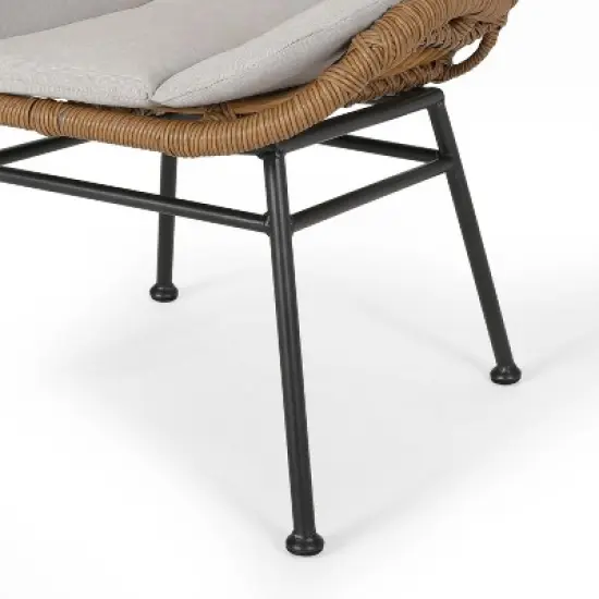 Christopher Knight Home Habra Wicker Iron Frame Club Chairs with Cushions image {4}