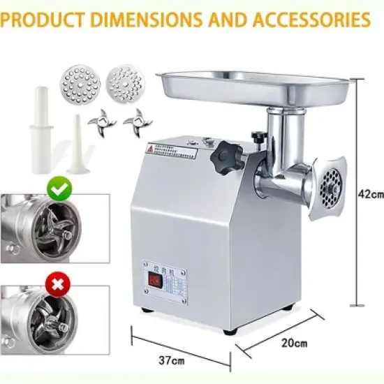 265lbs/H Electric Meat Grinder 800W Sausage Stuffer With 2 Blades & 2 Grinding Plates image {1}
