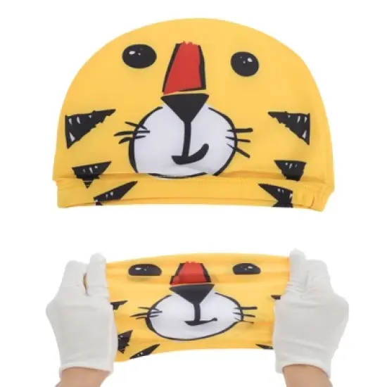 Unique Bargains Kid's Polyester Tigers Pattern Swim Cap Yellow Black 1 Pc image {4}