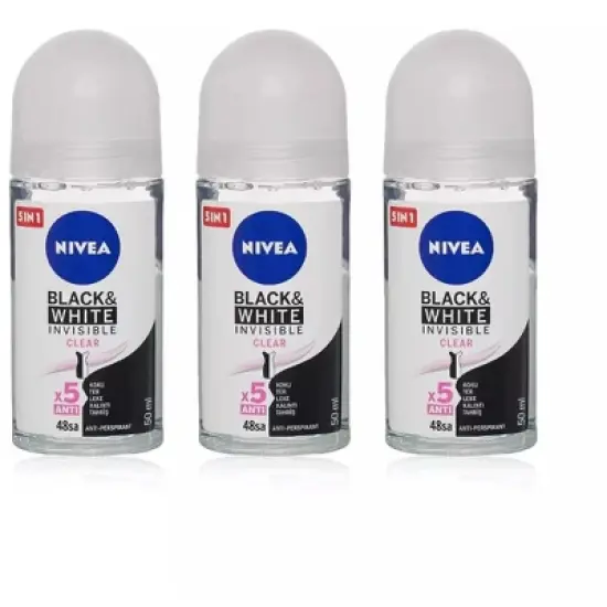 Nivea Women Black & White Invisible Clear Roll On 1.7oz (3 Pack) image {4}