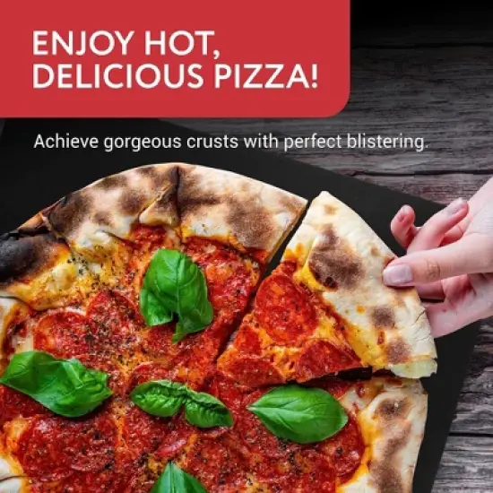 Impresa Pizza Steel for Oven, Durable Steel Platform with Finger Hole for Baking Pizza and Bread, 14x14 inches image {5}