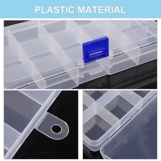 Unique Bargains Plastic Clear Fishing Lure Box Trays Organizer Small Case Storage Clear 3 Pcs image {3}
