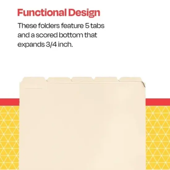 School Smart Manila File Folders, Letter Size, 1/5 Cut Tabs, Pack of 100 image {4}
