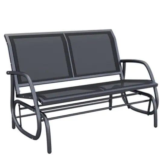 MOEPISY 2-Person Outdoor Glider Bench, Patio Double Swing Rocking Chair Black image {8}