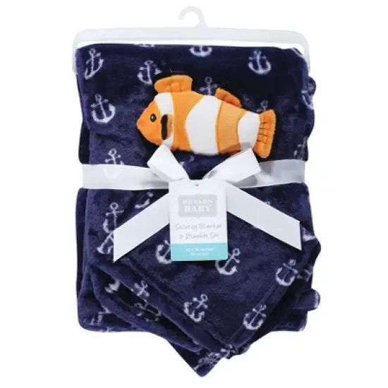 Hudson Baby Infant Boy Plush Blanket with Security Blanket, Clownfish, One Size image {1}