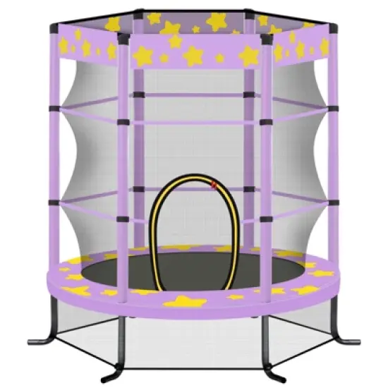 DSVIMOY Kids Trampoline, 55" Kids Trampoline Bouncing Jumping Mat, Recreational Trampoline with Enclosure Net, Purple, 55"*55"*63.4" image {5}