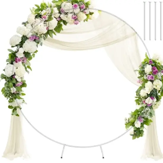 GARPROVM 6.6FT White Round Wedding Arch Stand Arbor for Outdoor Events image {8}