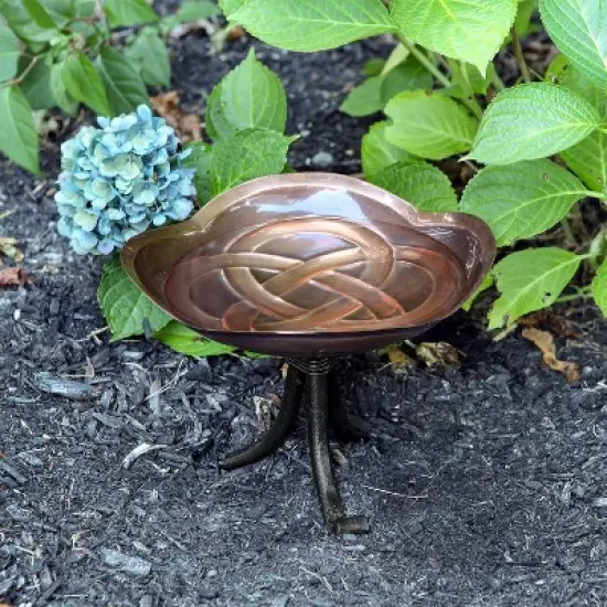 8.25" Celtic Dara Knot Birdbath with Tripod Stand Antique Copper Finish - Achla Designs: Weather-Resistant, Freestanding image {2}