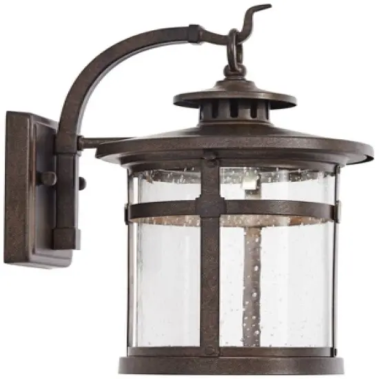 Franklin Iron Works Callaway Modern Industrial Outdoor Wall Light Fixture Bronze LED 11 1/2" Seedy Glass for Post Exterior Barn Deck House Porch Yard image {5}