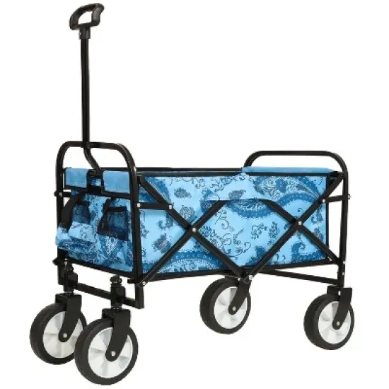 Minimeetall Colorful Collapsible Foldable Wagon Cart with strapping system, Beach Wagonflower blue light image {7}