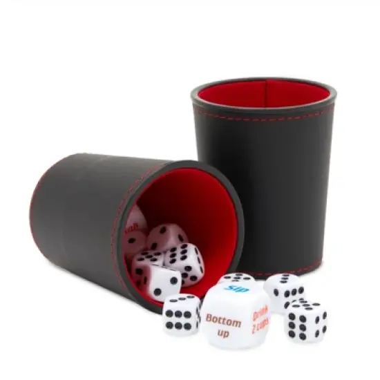 Zodaca 16 Piece Leather Dice Drinking Game Set for Adults image {4}