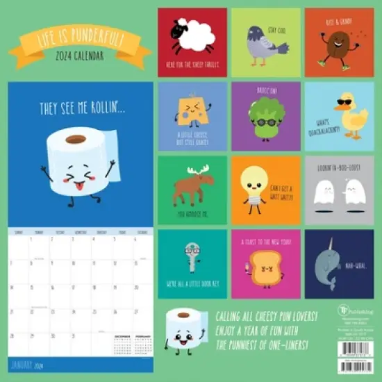 TF Publishing 2024 Wall Calendar 12"x12" Puns image {4}