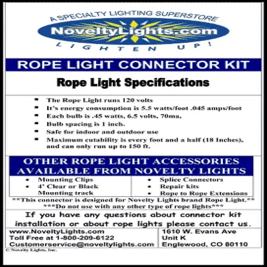Novelty Lights Incandescent Rope Light Spool, 1/2" Diameter,  Customizable, 150 Feet image {3}