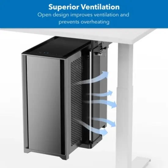 Mount-It! Heavy Duty Under Desk Computer Wall Mount | Height Adjustable CPU Holder with Sliding Tracks | 44 Lbs. Weight Capacity | Black image {5}