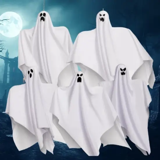 Joyfy 5 Pcs Halloween 27.5'' Hanging Ghost Decoration,Halloween Decor,Front Yard Patio Lawn Garden Outdoor and Holiday Porch Haunted House Tree D&eacute;cor image {7}