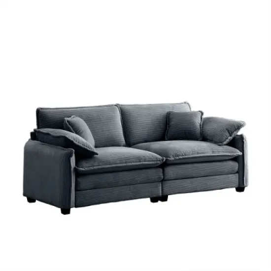 NicBex Couches for Living Room Large Deep Seat 2 Seater Sofa Couch Comfort Corduroy Upholstered Sofa With 4 Pillows for Bedroom image {2}