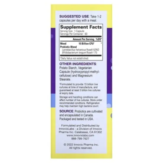 InnovixLabs Mood Probiotic, Mood Support Supplement, 60 Capsules image {1}