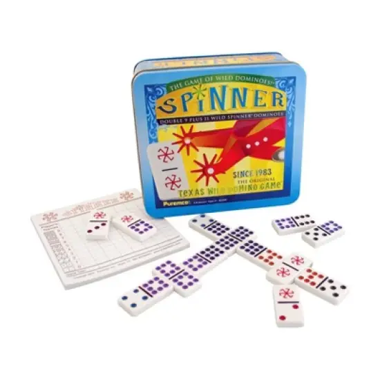 Spinner Dominoes Game Board Game: Puremco, 2-8 Players Party, 20-60 Min Play, Includes Instructions & Scoring Pads image {2}