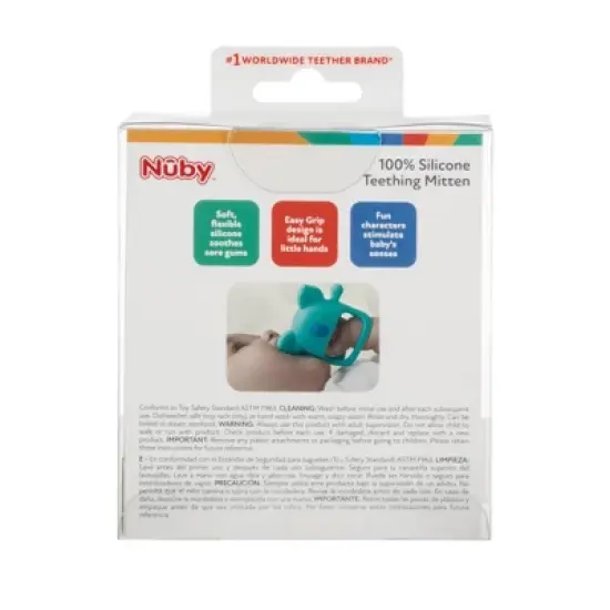 Nuby Silicone Wrist Grip Teething Mitten - Brown Bear image {5}