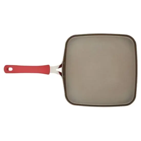Rachael Ray Cook + Create Aluminum Nonstick Square Stovetop Griddle Pan 11" Red image {6}