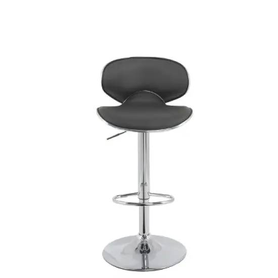 Set of 2 Curved Form Fitting Adjustable Bonded Leather Barstool Dark Gray - CorLiving image {2}