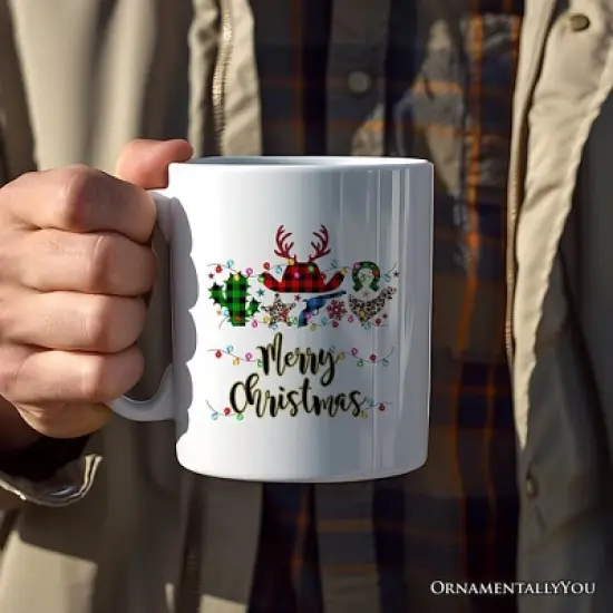 Buffalo Plaid Gunslinger Western Cowboy Style Christmas Mug (Non-Custom Only)| OrnamentallyYou image {2}