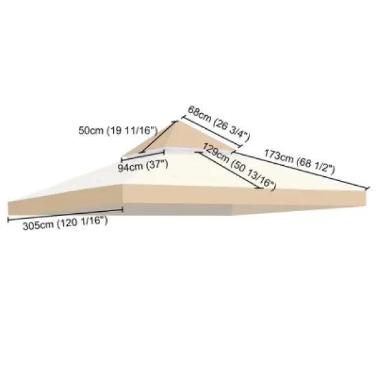 Yescom 10x10Ft UV30+ Gazebo Replacement Top for 2 Tier Outdoor Canopy Cover Patio Backyard Party Deck Sand+Ivory Beige image {7}