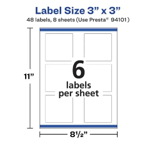 Avery Square Labels with Sure Feed, 3" x 3" image {6}