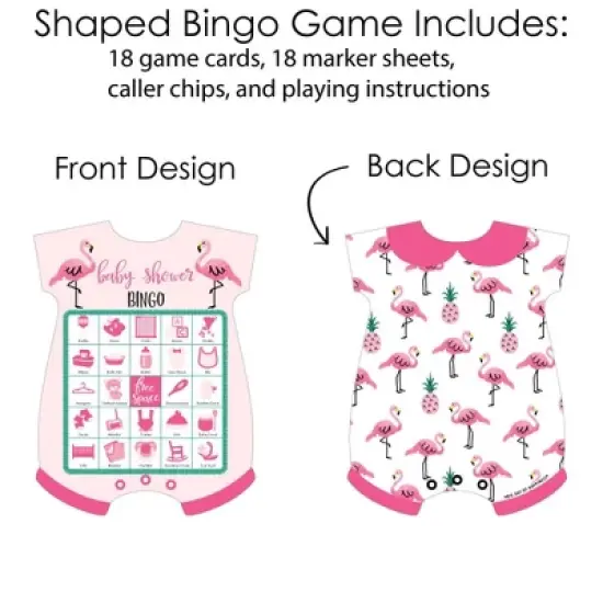 Big Dot of Happiness Pink Flamingo - Party Like a Pineapple - Picture Bingo Cards & Markers - Tropical Summer Baby Shower Shaped Bingo Game -Set of 18 image {2}