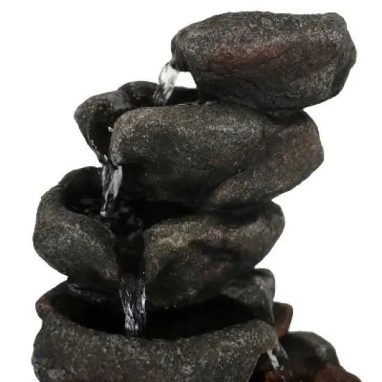 Sunnydaze Indoor Office Entryway Tabletop Serene Rocky Falls Water Fountain Feature with LED Light - 10" image {3}