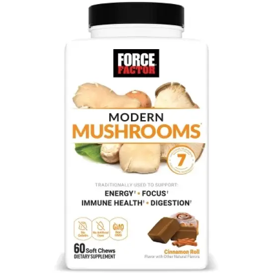 Force Factor Modern Mushrooms Vegan Soft Chews - Cinnamon Roll - 60ct image {10}