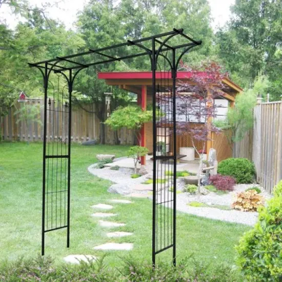 NicBex Metal Garden Trellis for Climbing Plants Outdoor L81.49" X W19.88" X H86.61" Metal Garden Trellis Rust-Proof Garden Arch, Black image {2}