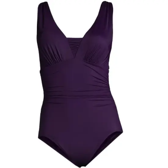 Lands' End Women's Plus Size DD-Cup Slender Grecian Tummy Control Chlorine Resistant One Piece Swimsuit image {3}