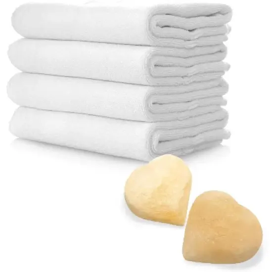 SereneLife Heart-Shaped Salt Massage Stones Set with Towel (ACCPSLMSGST100)&mdash;2 Stones, 4 Towels image {3}