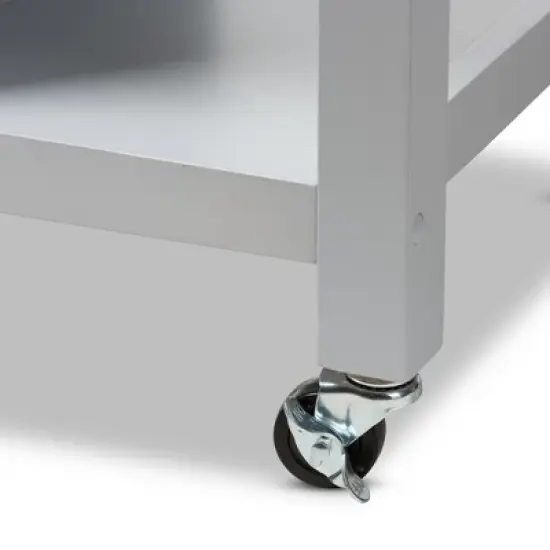 Hayward Coastal and Farmhouse Natural Wood Kitchen Cart White, Light Brown - Baxton Studio image {12}