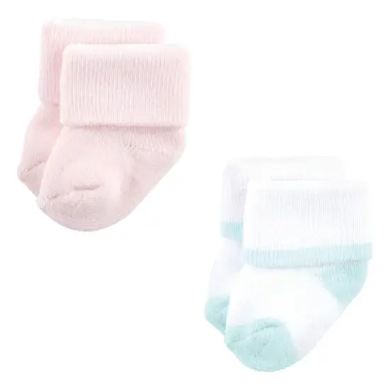 Luvable Friends Baby Girl Newborn and Baby Terry Socks, Coral Mint Aztec 12-Pack image {7}