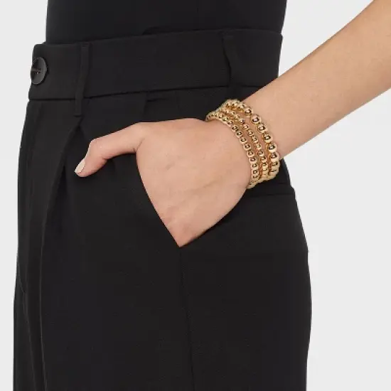 Brass Beaded Bracelet 3pc - A New Day&trade; Gold image {1}