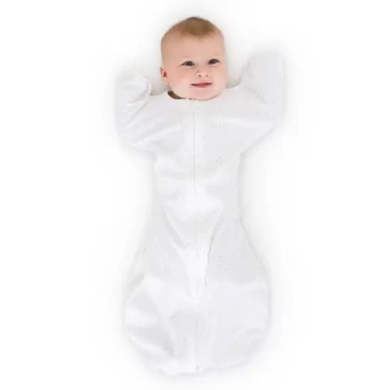 SwaddleDesigns Transitional Swaddle Sack Wearable Blanket - Sterling Polka Dots on White image {9}